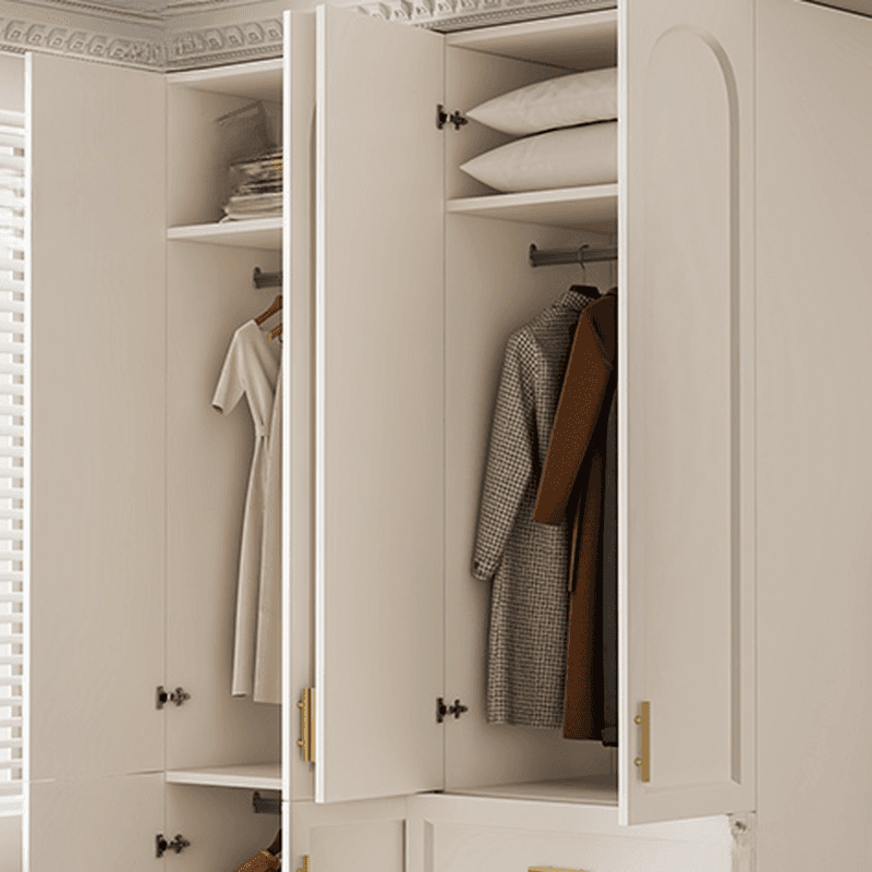 Chalk Modish Laminate Wardrobe Closet with Soft Close Drawer, Soft Close Door, Interior Shelves, and Clothing Rod thumbnail 6
