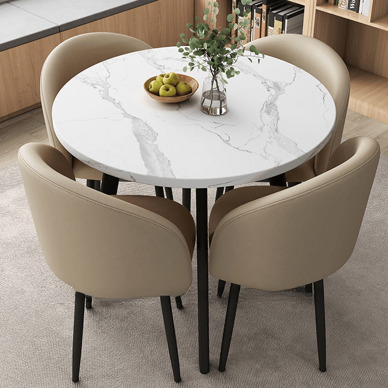 Circular Manufactured Wood Dining Table Set with Upholstered Back, Padded Chair, Arms, Seats 4 thumbnail 8
