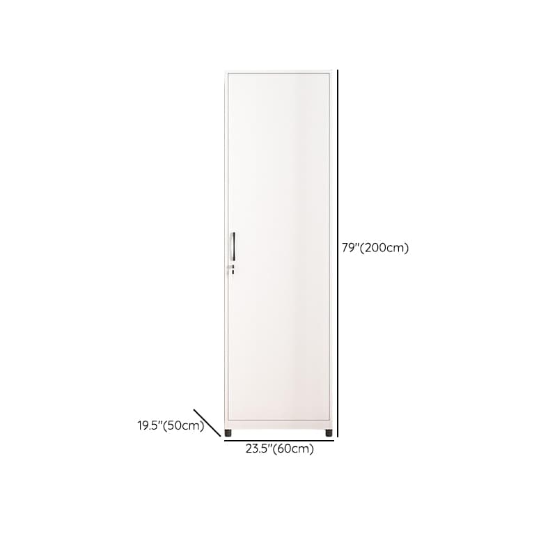 White Modish Steel Independent Armoire Cabinet with Adaptable Shelf, Soft Close Door, and Clothing Rod thumbnail 15