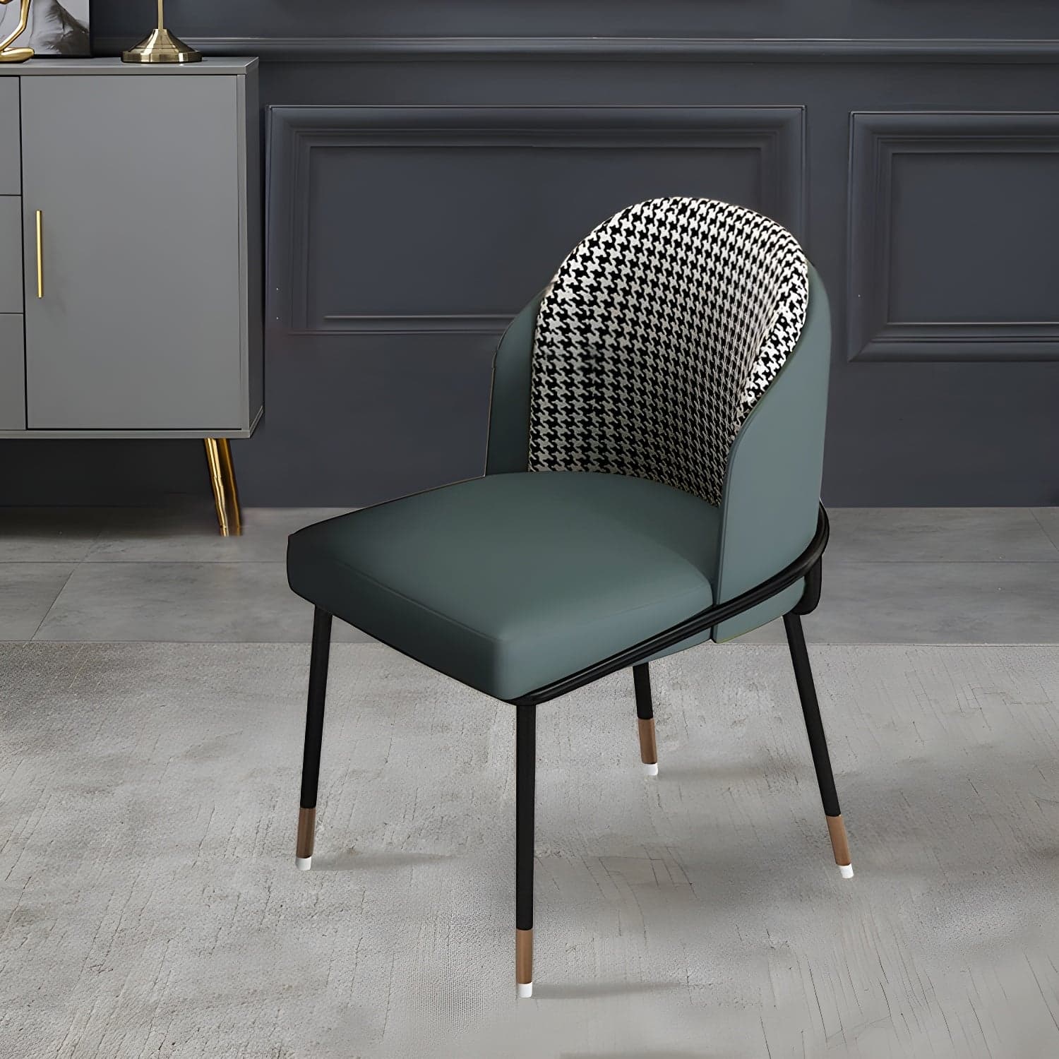 Glam Low-Back Upholstered Chair with Sleek Black Metal Legs for Kitchen & Dining thumbnail 3