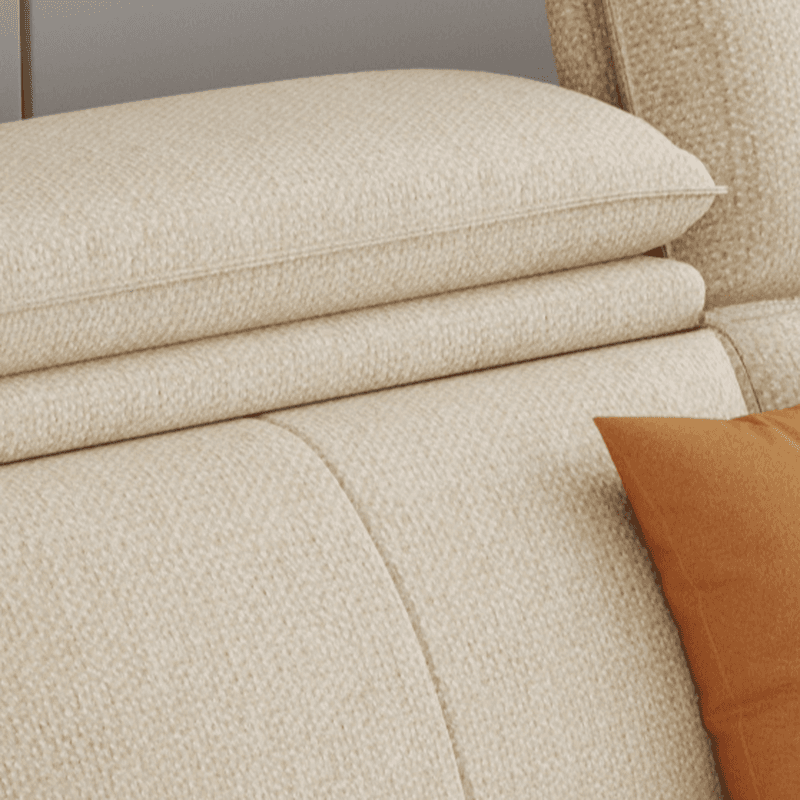 3 Pc Contemporary Modern L-Shape Sofa Chaise in Grey/Cream with Square Arm & Cushion Back thumbnail 8