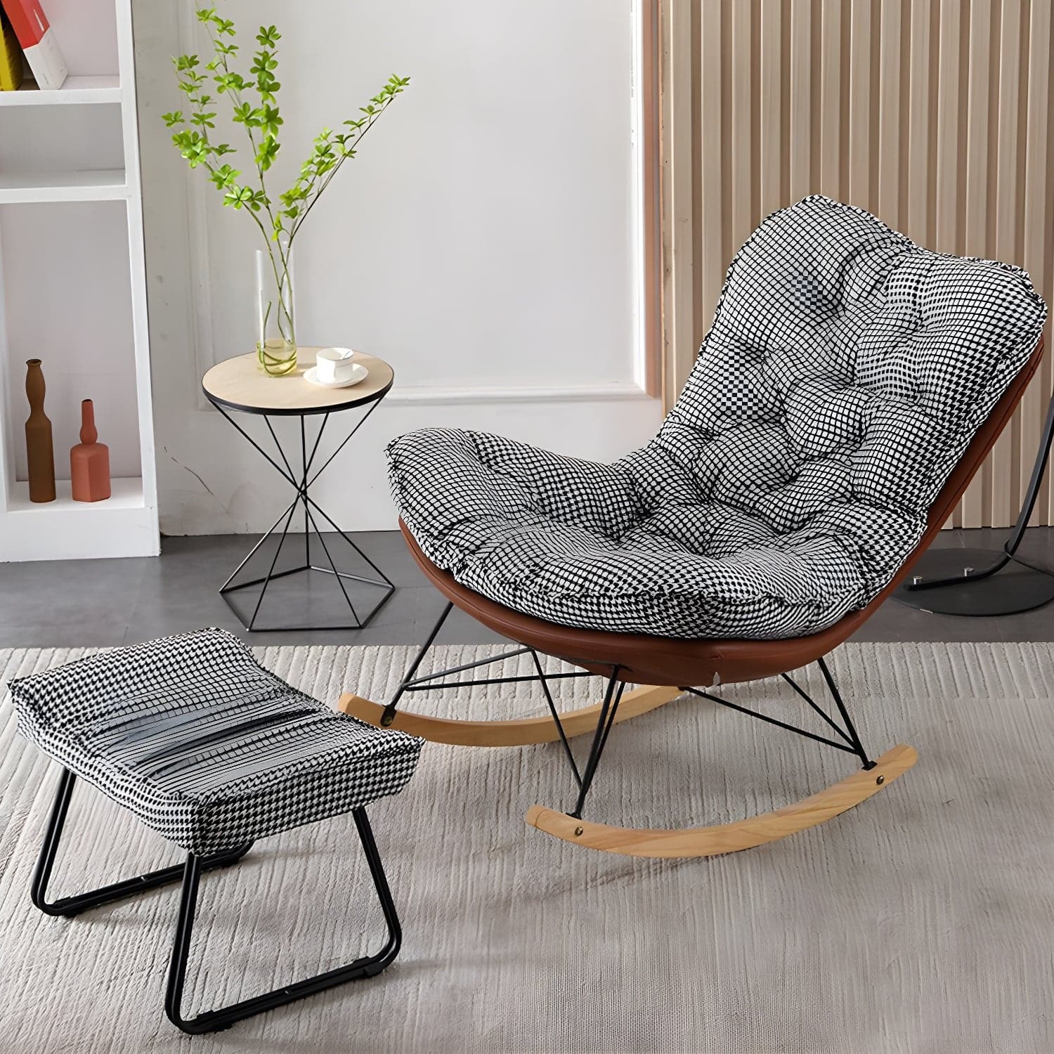 Contemporary Rocking Chair Upholstered Tufted Cushions with Light Legs Glider thumbnail 2