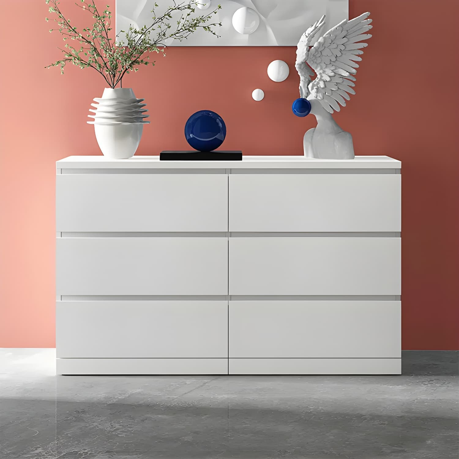 Contemporary 15.7" Wide White Chest Soft-Close Drawers Storage Chest thumbnail 4