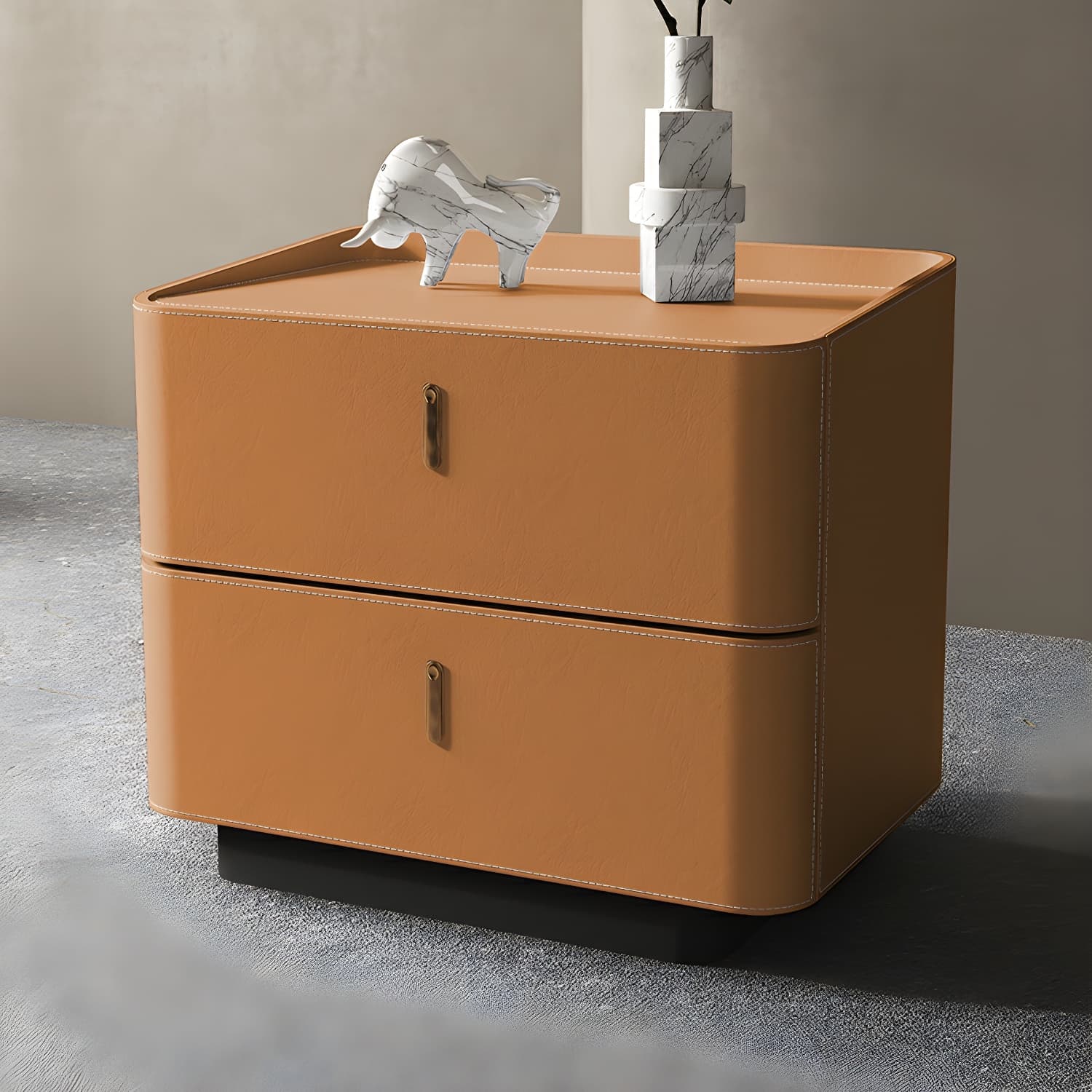 Modern Wood Grain Design Solid Wood Nightstands with Two Drawers thumbnail 8