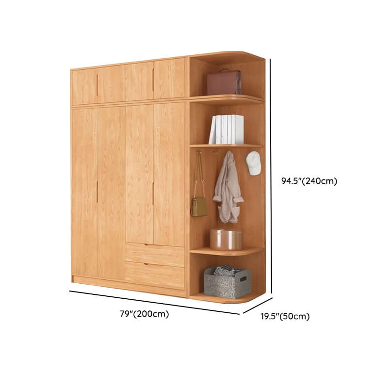 Wood Color Nordic Unfixed Wardrobe Closet thumbnail 51