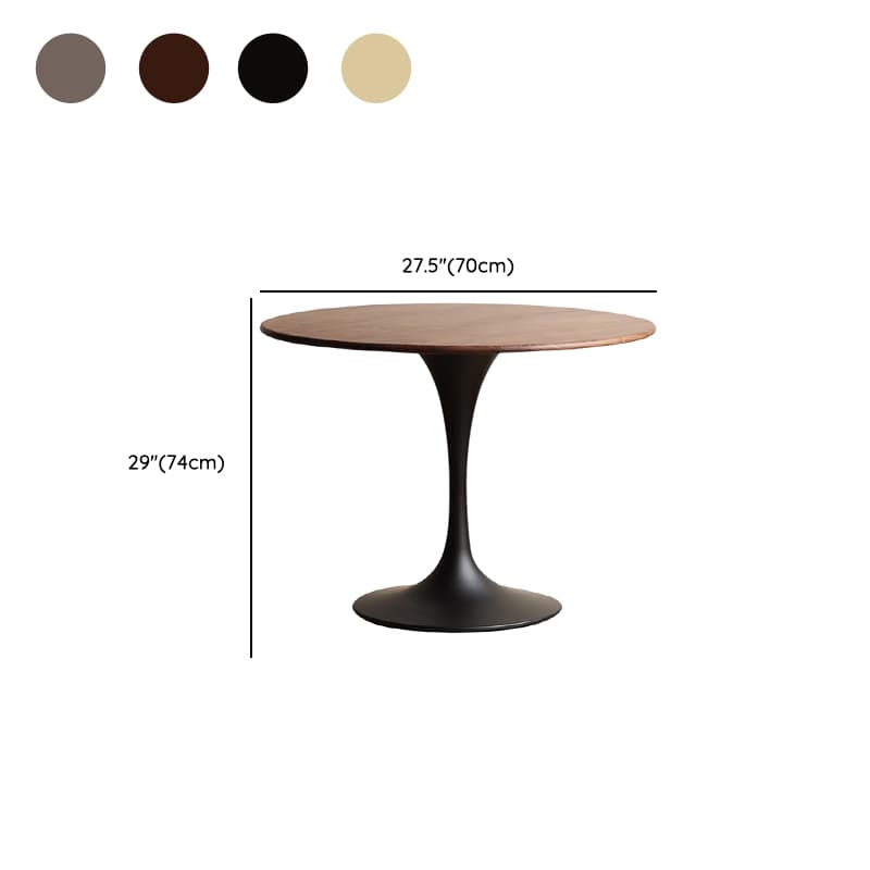 Minimalist Rubberwood Circular Standard Height Dining Table with a Sepia/Natural Color Fixed Table Top and Tulip Base for 2 People thumbnail 13