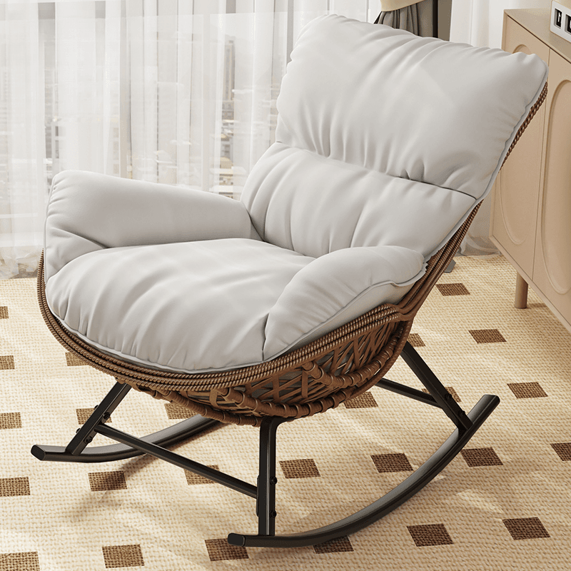 Simple Upholstered Rocking Seat with Scratch-tolerant Padded Design and Ottoman thumbnail 4
