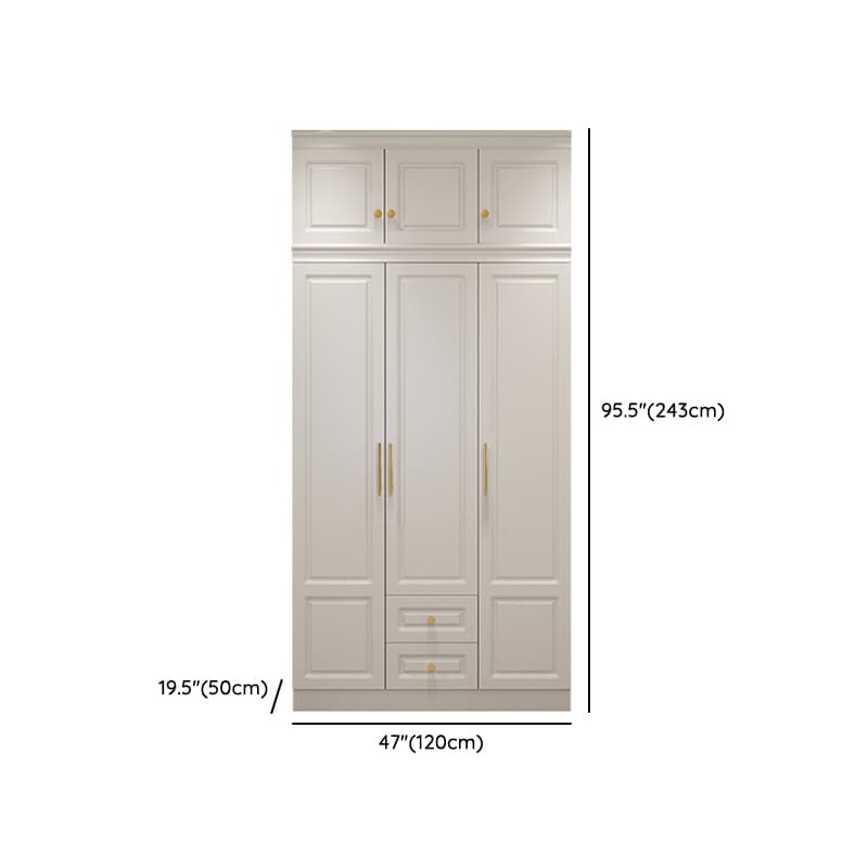 White Minimalist Lumber Wardrobe Closet with Soft Close Drawer, Soft Close Door, Interior Shelves, and Clothing Rod thumbnail 15