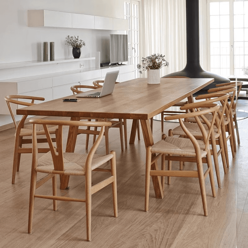 Nordic Style Solid Wood Dining Table Set in Unfinished Color thumbnail 1