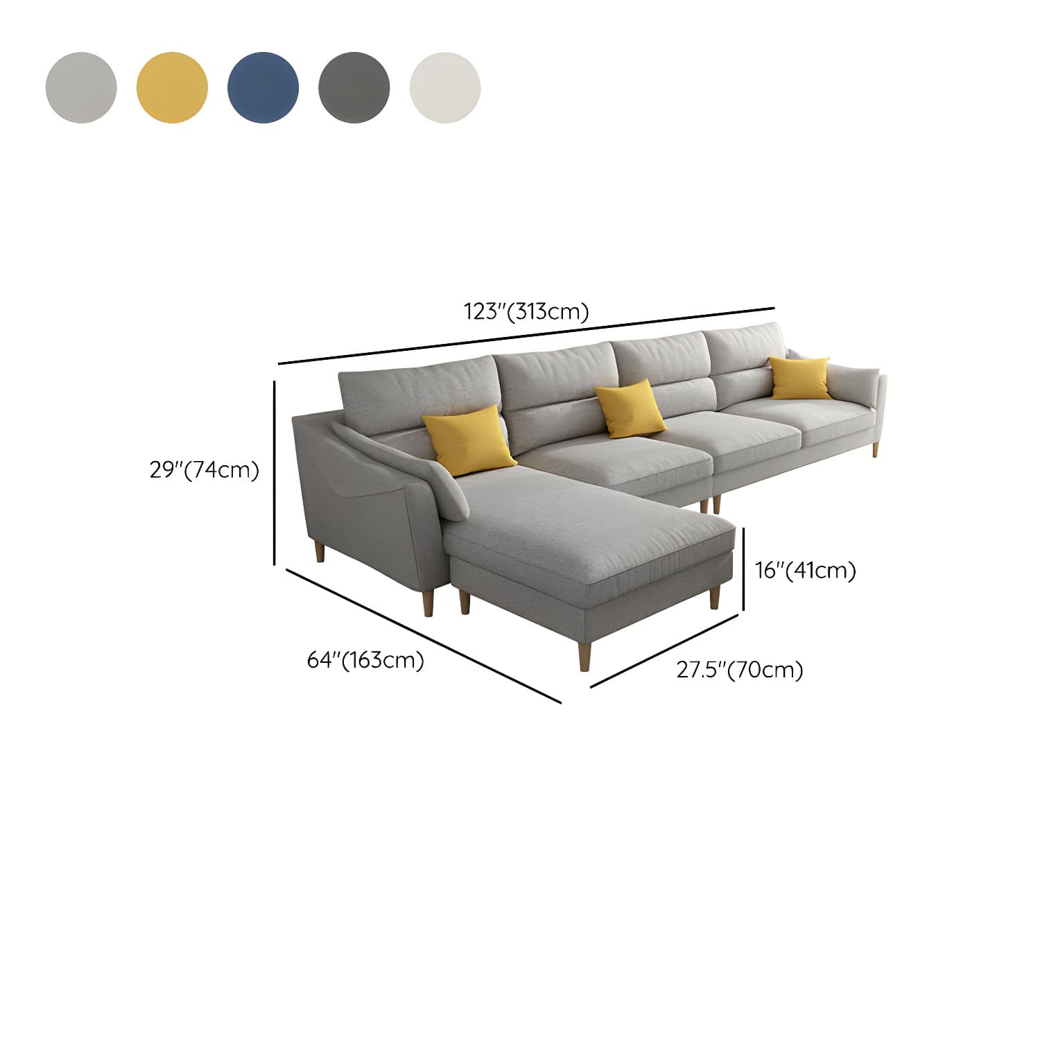 Scandinavian Wood Frame Straight Modular Sofa with Slipcover and Ottoman in 3 Piece Set thumbnail 19