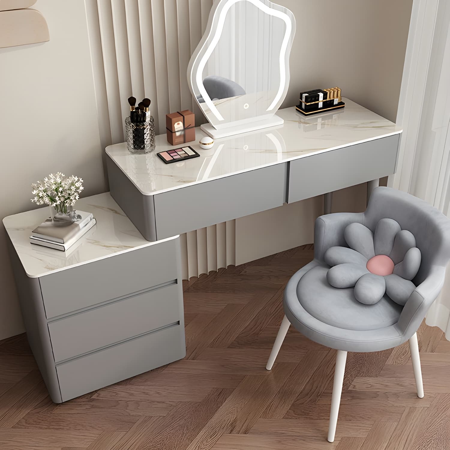 Modern Wood Makeup Vanity with Soft Close Drawer Glides & 2 Drawers thumbnail 3