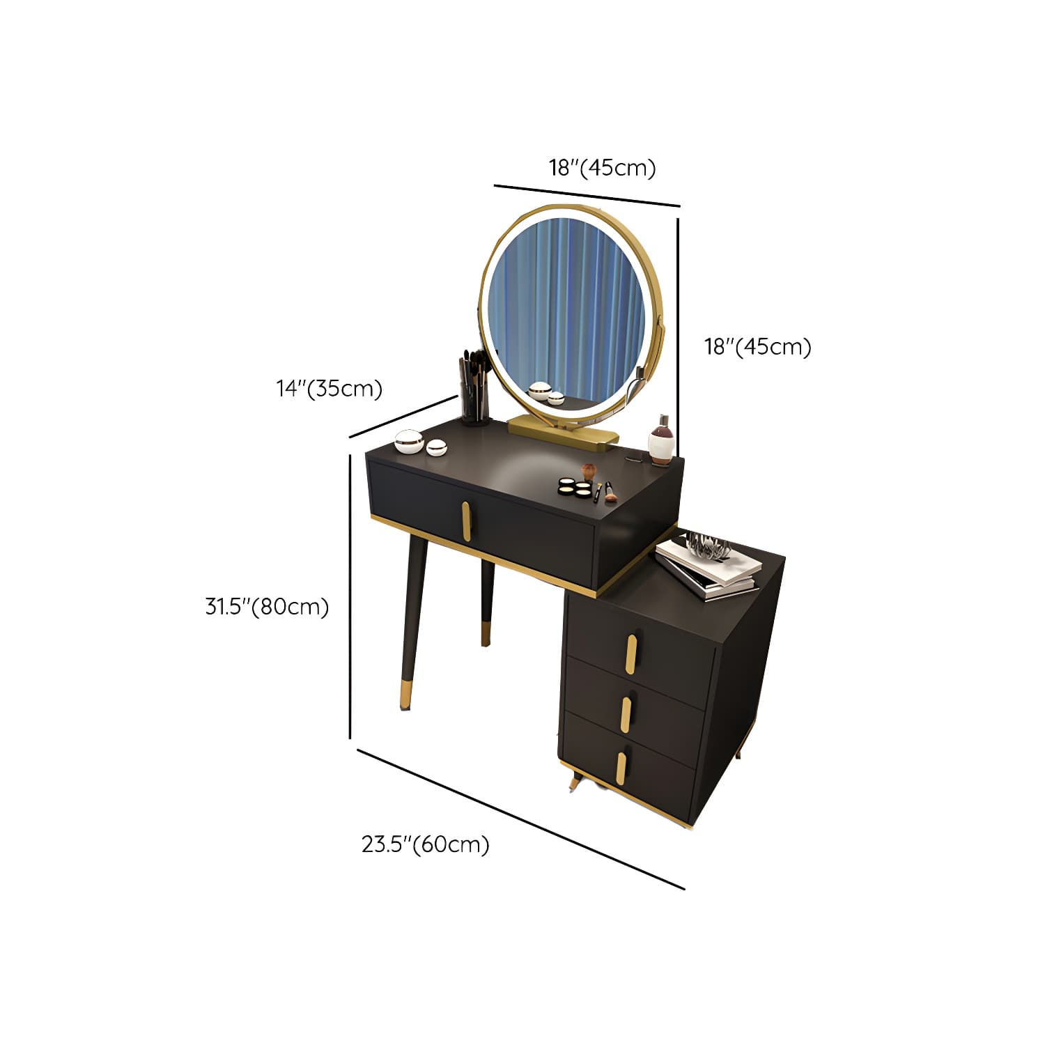 Contemporary Make-up Vanity with Wooden Top and Drawers for Bedroom thumbnail 11