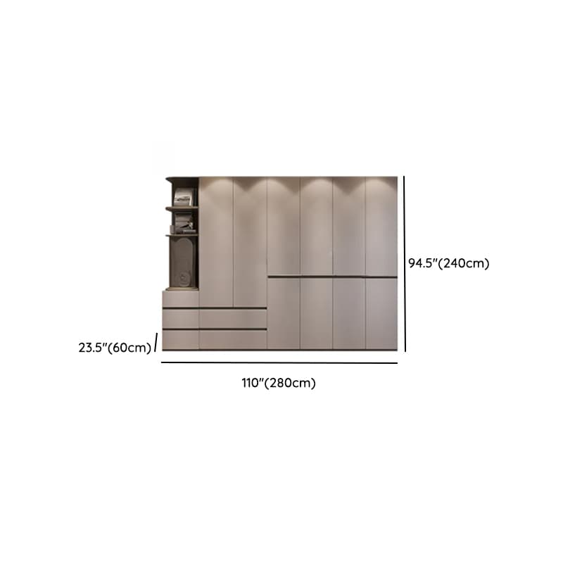 Sand Minimalist Laminate Cabinet Armoire with Soft Close Drawer, Soft Close Door, Interior Shelves, and Clothing Rod thumbnail 21
