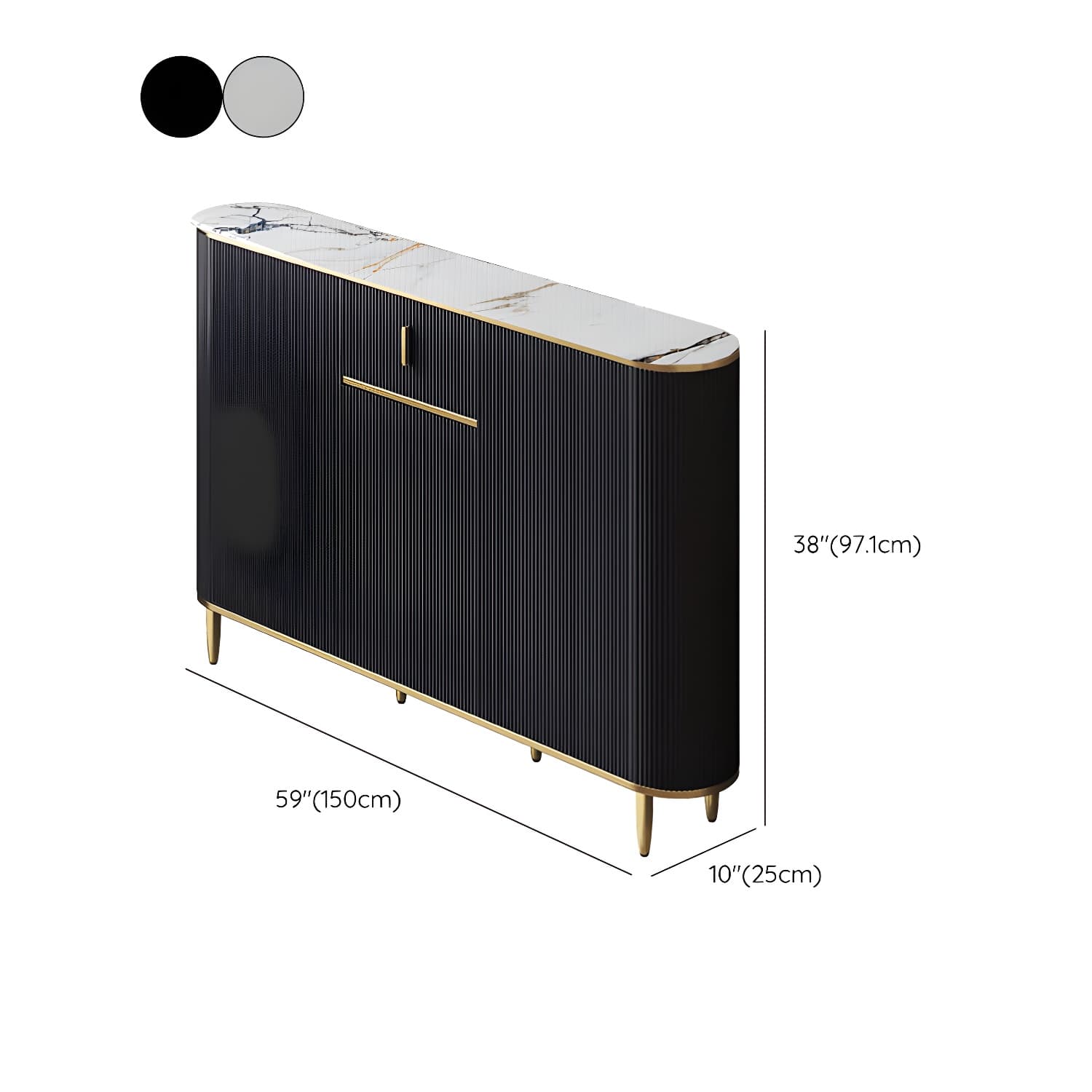 Glam Style Stone Top Sideboard Engineered Wood Side Board for Living Room thumbnail 21