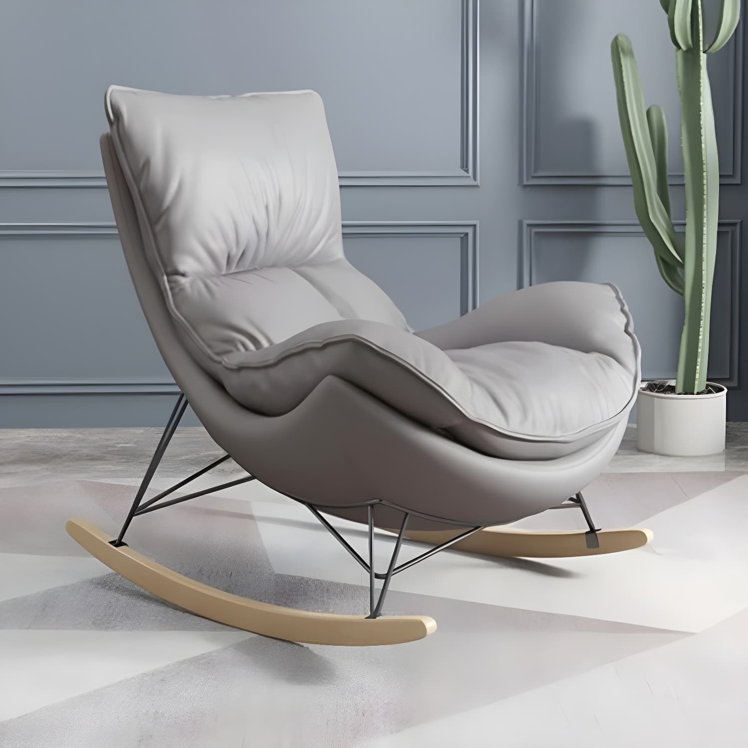 Ergonomic with Ottoman Rocker Chair with Padded Seat Rocking Chair Spindle thumbnail 14