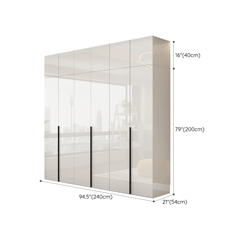 Solid Wood White Wardrobe Armoire with Drawers, Clothing Rod, and Shelves thumbnail 27