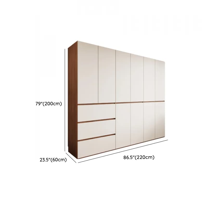 White Minimalist Manufactured Wood Independent Wardrobe Closet with Soft Close Drawer, Soft Close Door, and Interior Shelves thumbnail 14