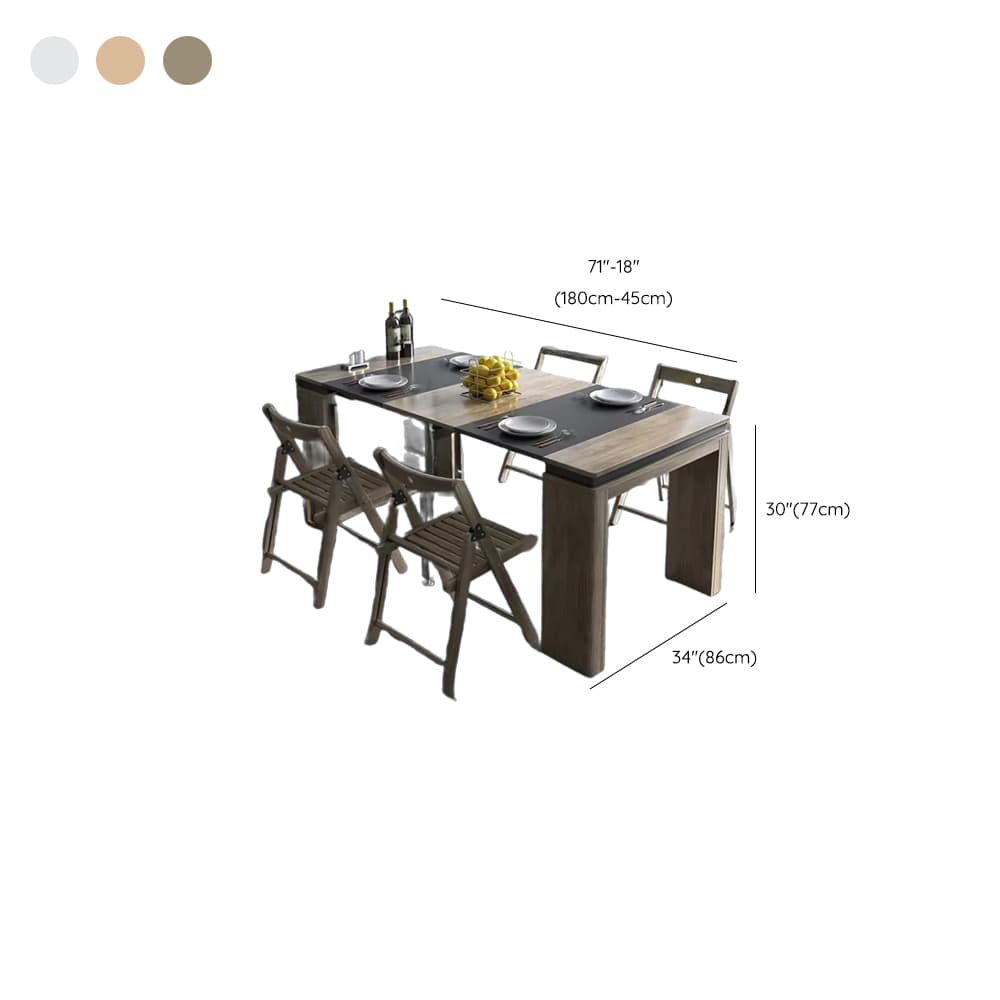 Trendy Rectangular Dining Table Set with Four Legs, Versatile 9-piece/7 Pieces/5 Piece Set, Chalk/Tan/Unfinished Colors thumbnail 13