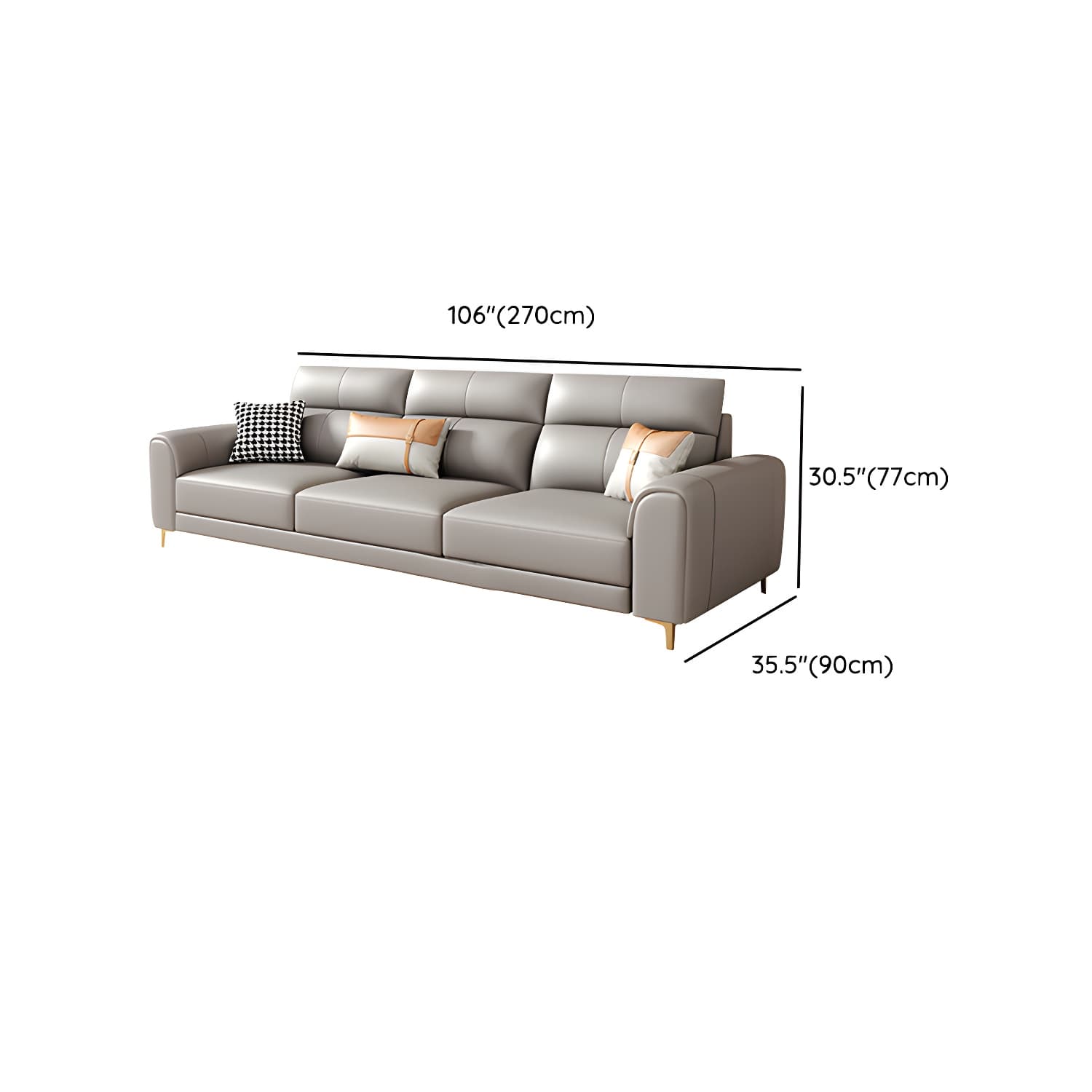 Modern Gray Faux Leather Sectional Sofa with Pillow Top Arms and Wood Frame thumbnail 15