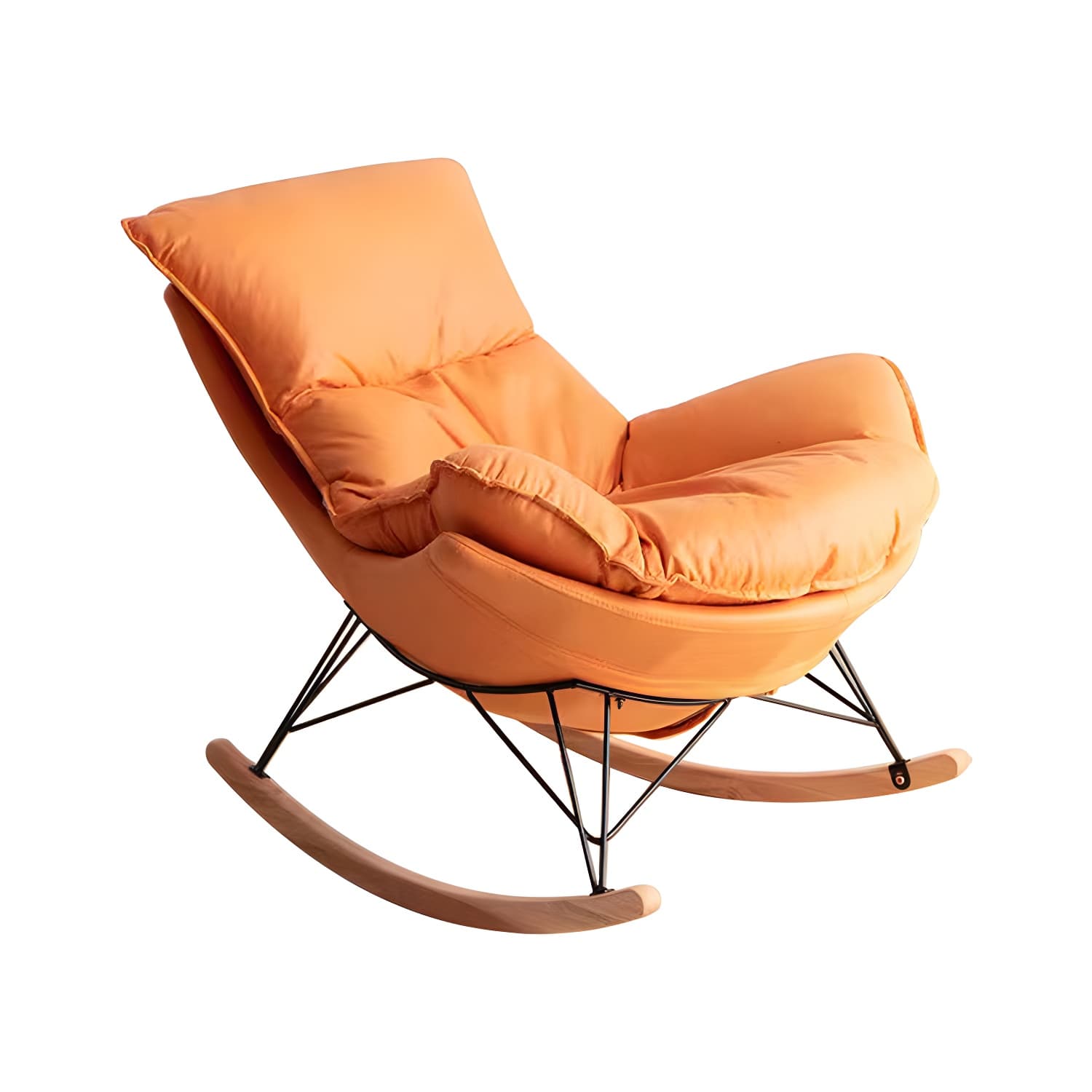 Modern Plain Rocking Chair Faux Leather Water Resistant Chair with Ottoman - image 10