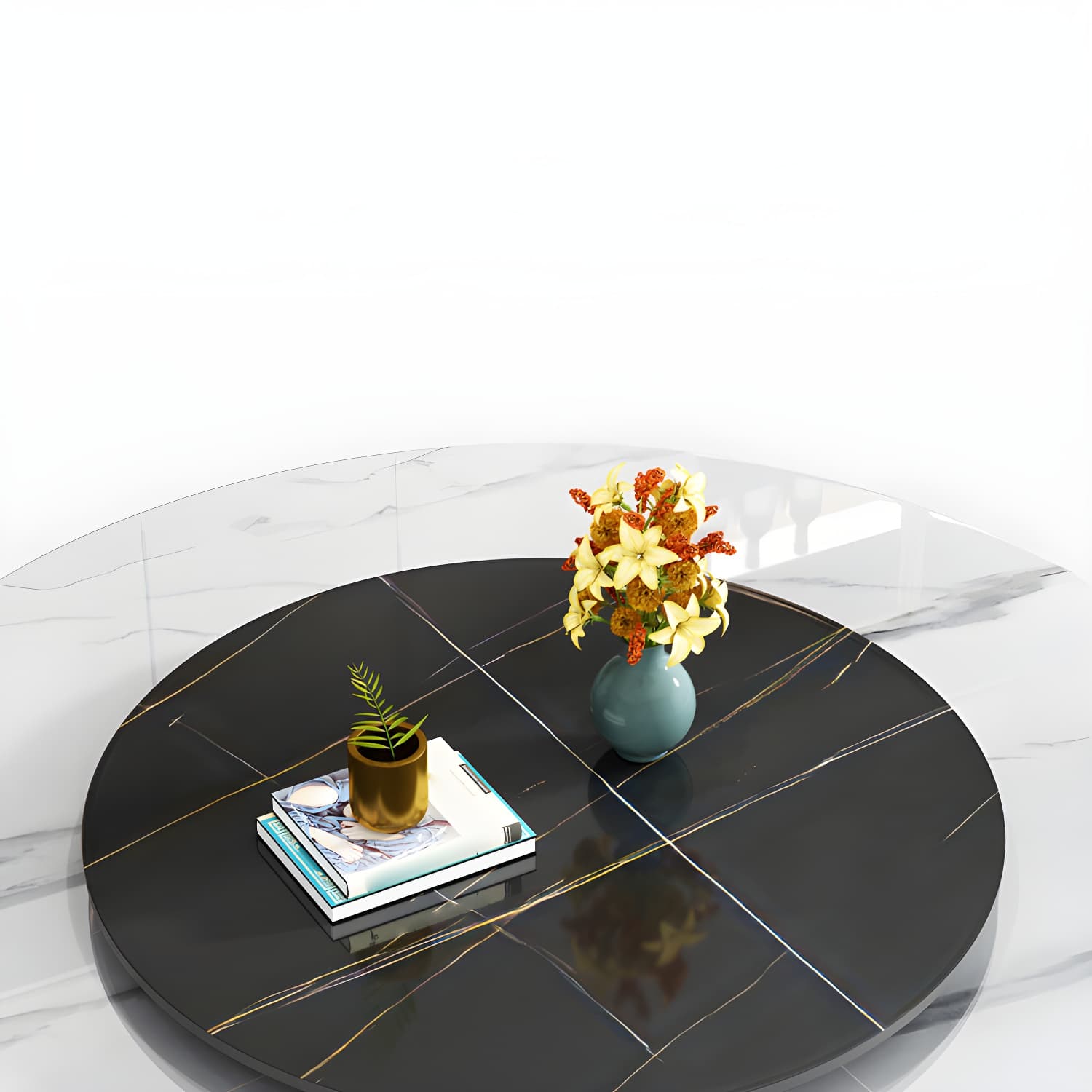 Modern Rubberwood Home Table Round Pedestal Convertible Dining Table thumbnail 7