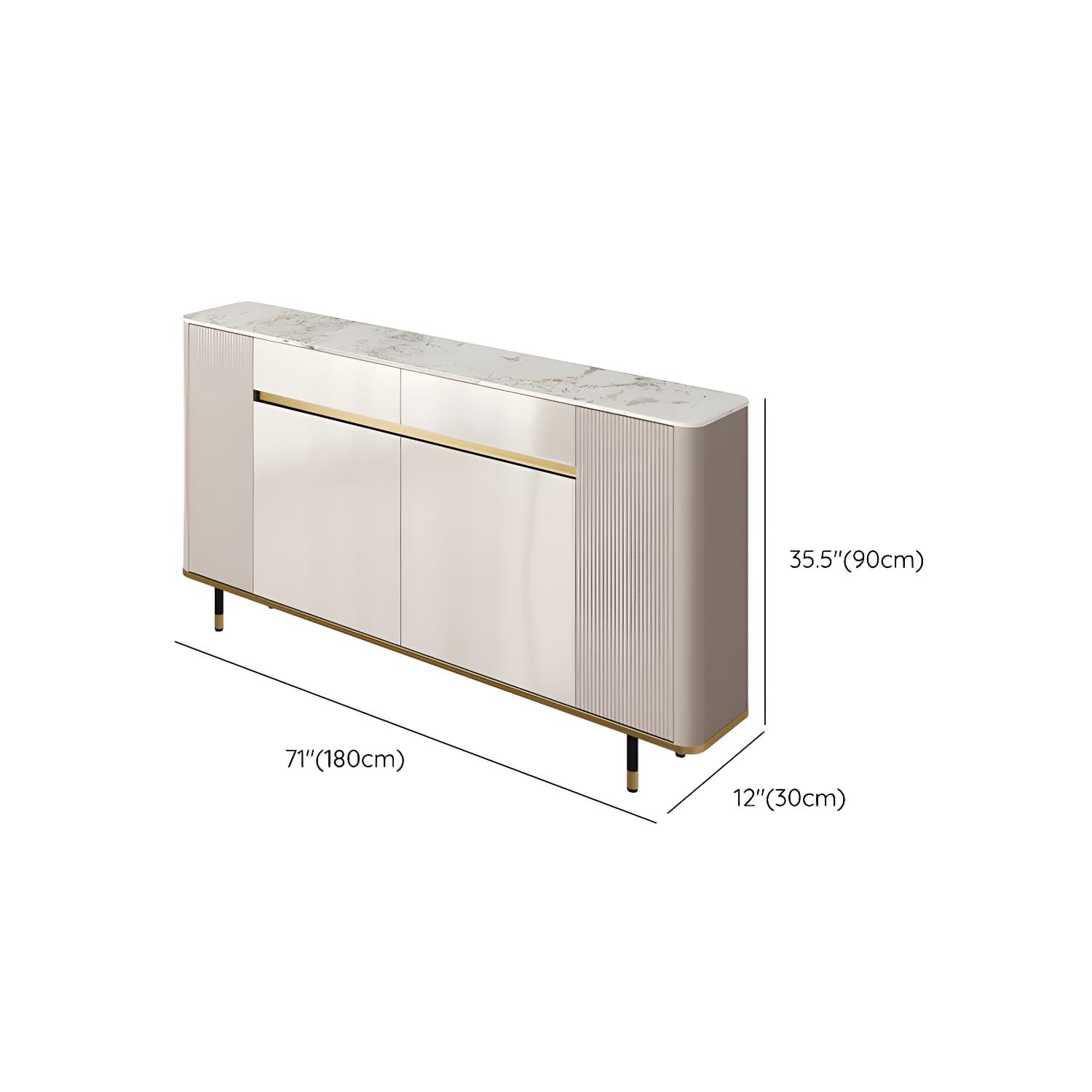 Glam Style Stone Top Sideboard Engineered Wood Side Board for Living Room thumbnail 30