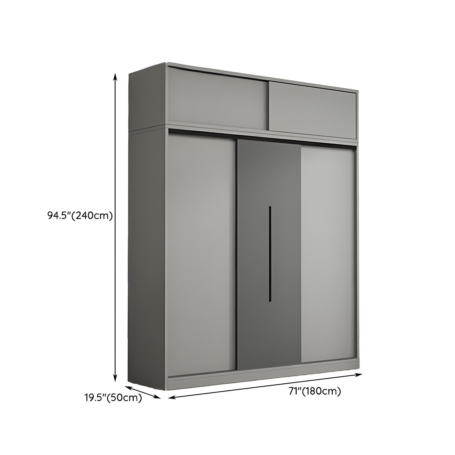 Contemporary Wood Grey Cloth Rod Included Wardrobe with Shelves thumbnail 21