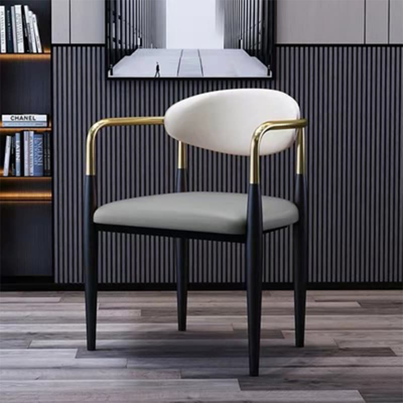 Faux Leather/Velour Upholstered Arm Chair with Arms and Black Legs in a Casual Style thumbnail 3