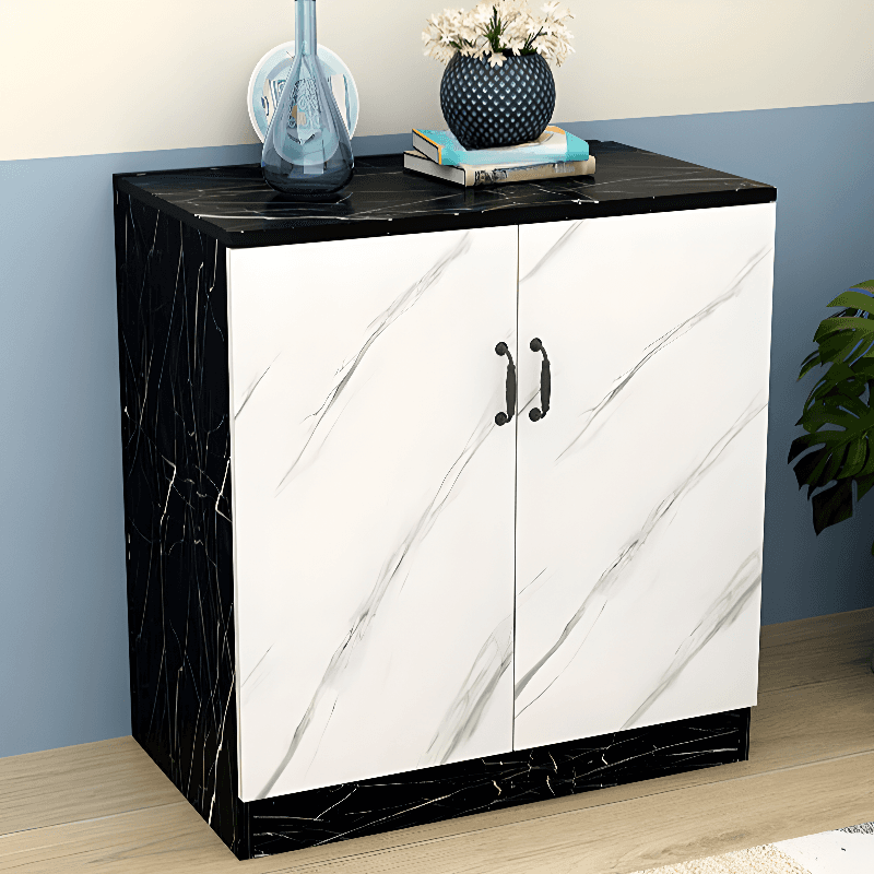 1 Exterior Shelf Modish Independent Midnight Black/Chalk Engineered Wood Utility Cabinet with Handle Bars & Cupboard thumbnail 1