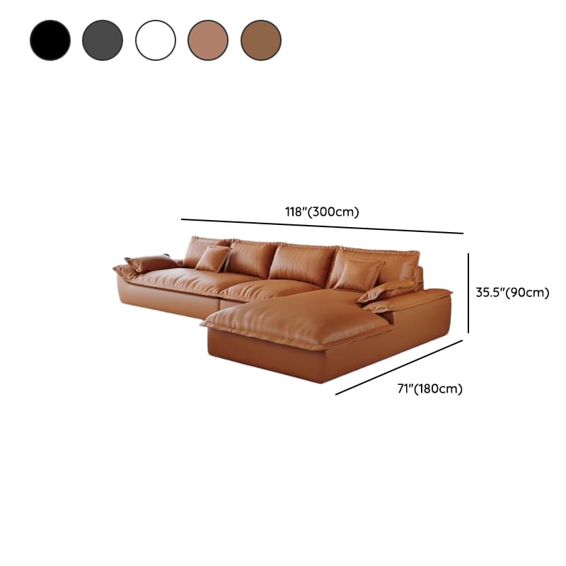 L-Shape Sofa Chaise with Dark/Cream/Cocoa Upholstery and Cotton Seat Fill thumbnail 13