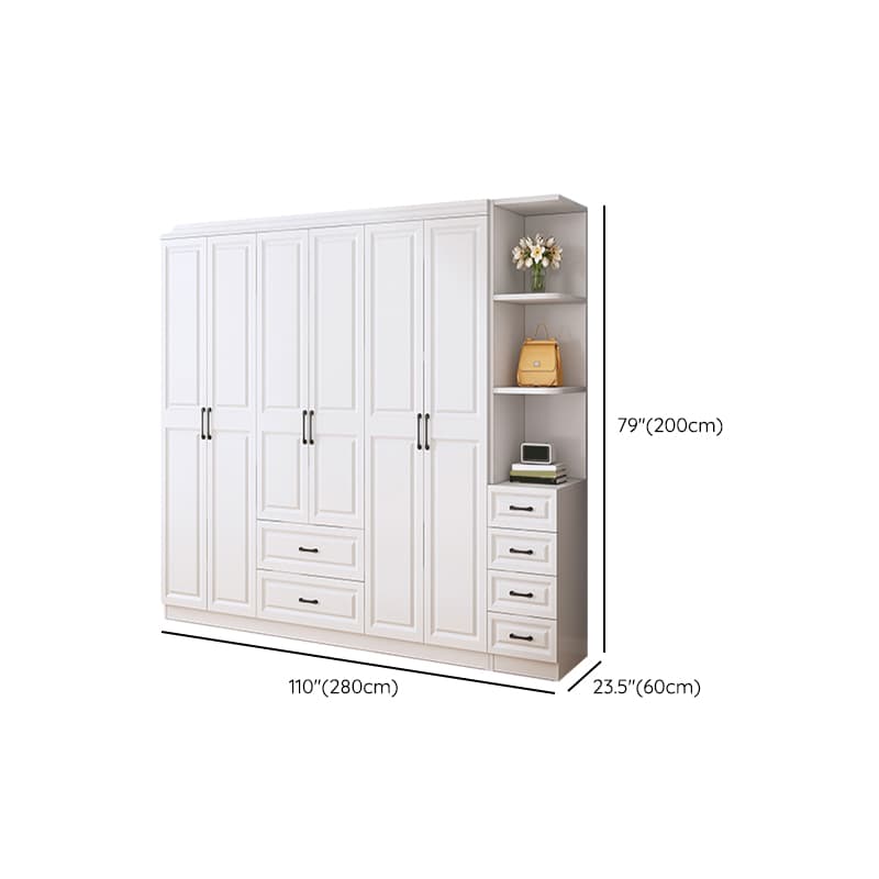 Modern White Wood Wardrobe Armoire with Soft-Close Drawers and Clothing Rod thumbnail 23