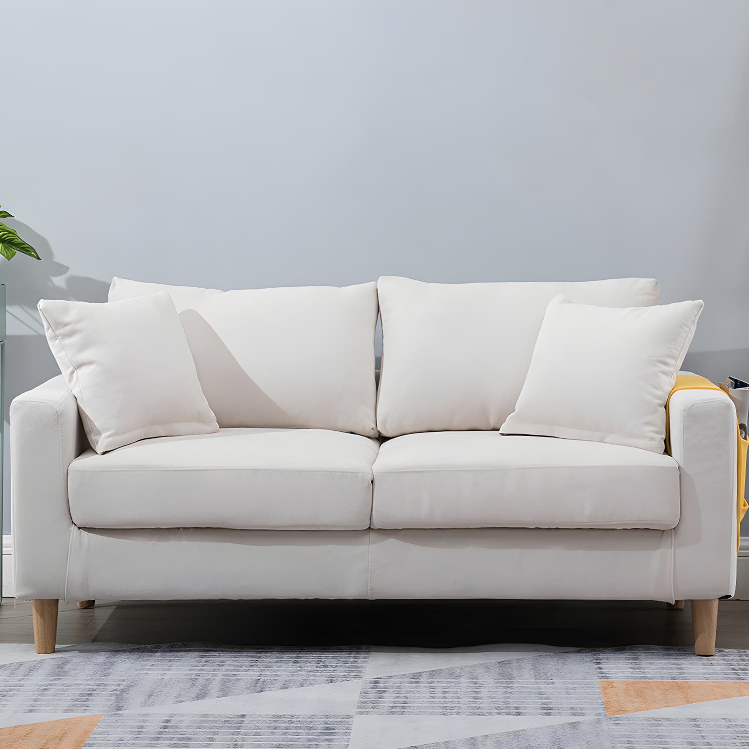 Beige Modern Farmhouse Cushions Standard Sofa 21.65"High Square Arm Sofa thumbnail 21