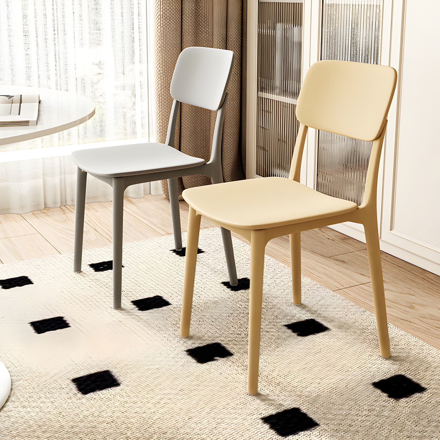 Stackable Scandinavian Style Side Chair with Low Back in Plastic & Acrylic - Armless thumbnail 13