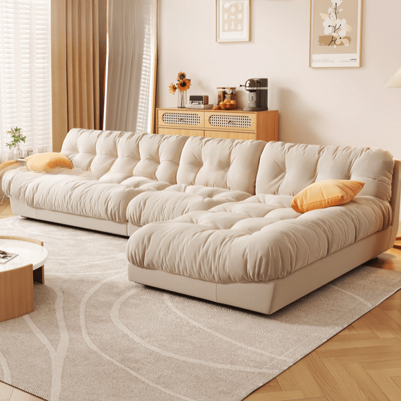 L-Shape/Straight Sofa/Sofa Chaise with Right/Horizontal Orientation and Stitch-tufted Detailing thumbnail 1