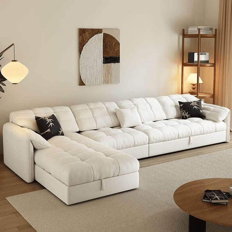 L-Shape/Straight White Sofa/Sofa Recliner with Under-seat Storage and Left/Horizontal Orientation thumbnail 1