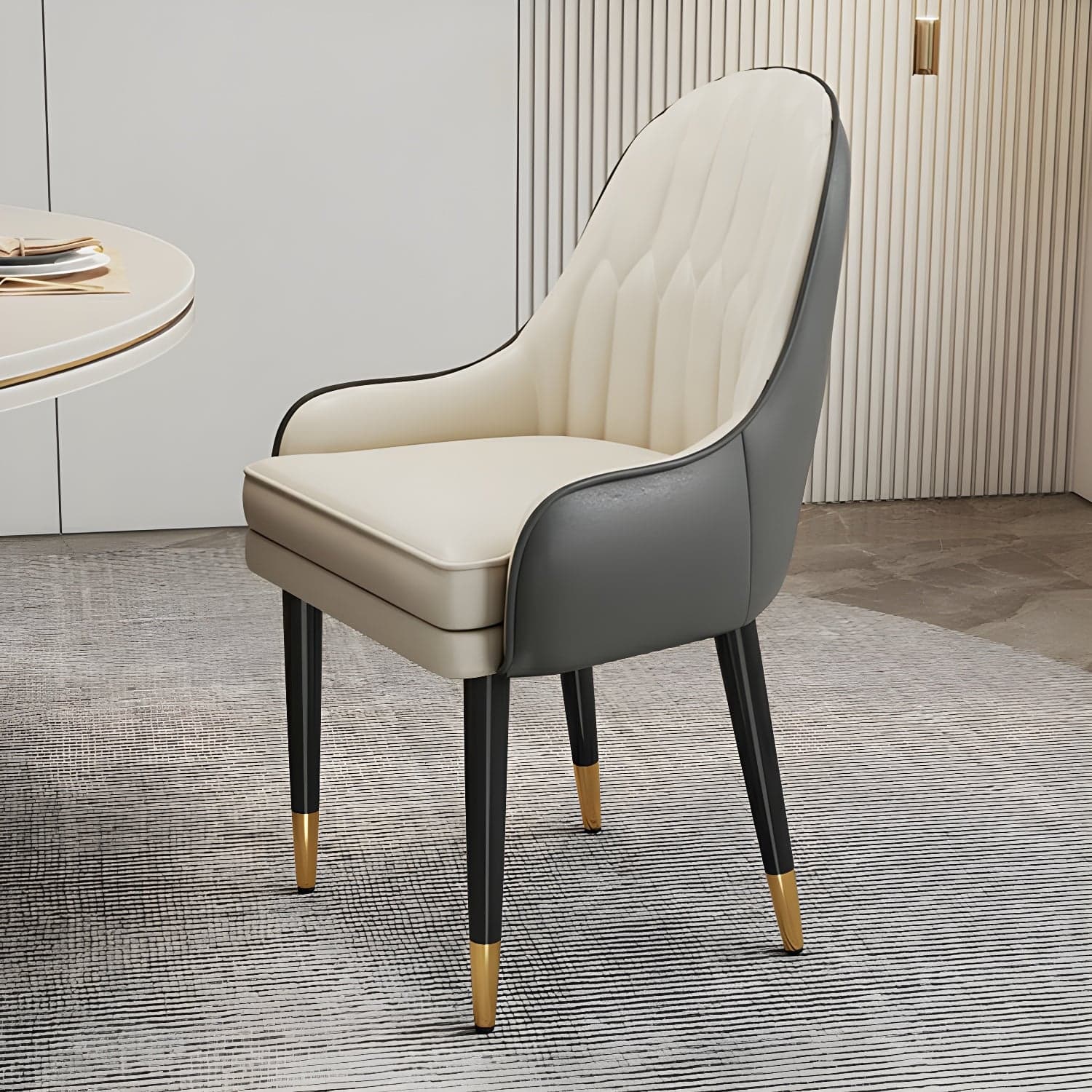 Glam Arm Chair with Upholstered Faux Leather, Solid Back, and Metal Legs thumbnail 12