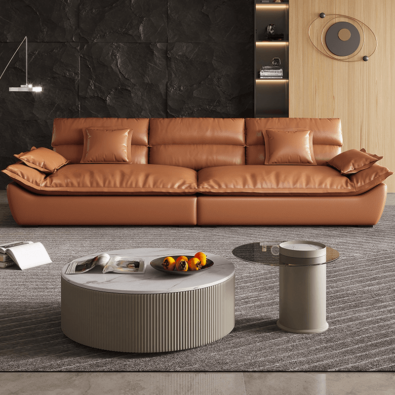 Contemporary Scratch-tolerant Solid Color Standard Sofa in Dark Gray/White/Light Blue, Seats 5 with 2 Pillows thumbnail 12