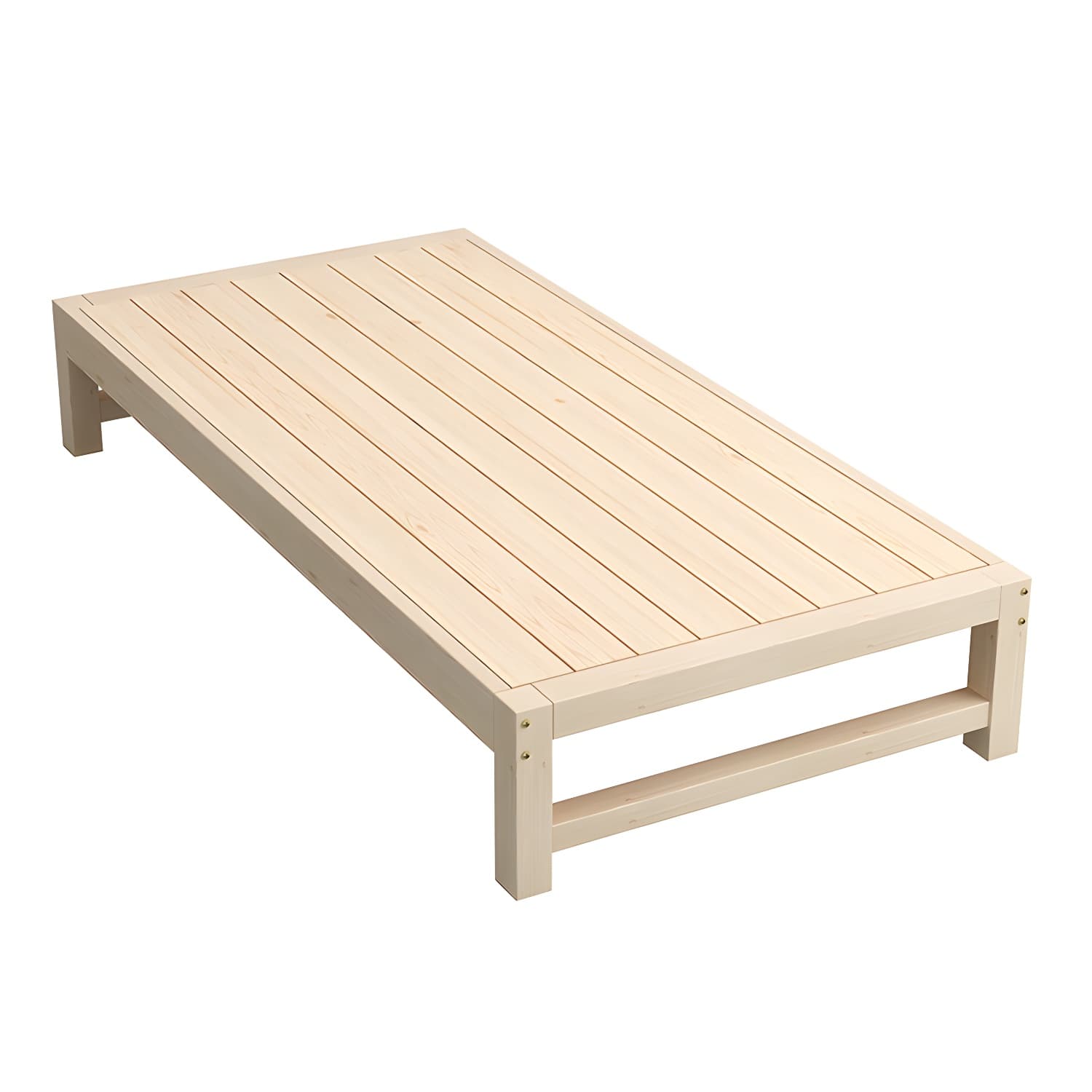 Solid Wood Modern Platform Bed Natural without Headboard and Storage Space thumbnail 5
