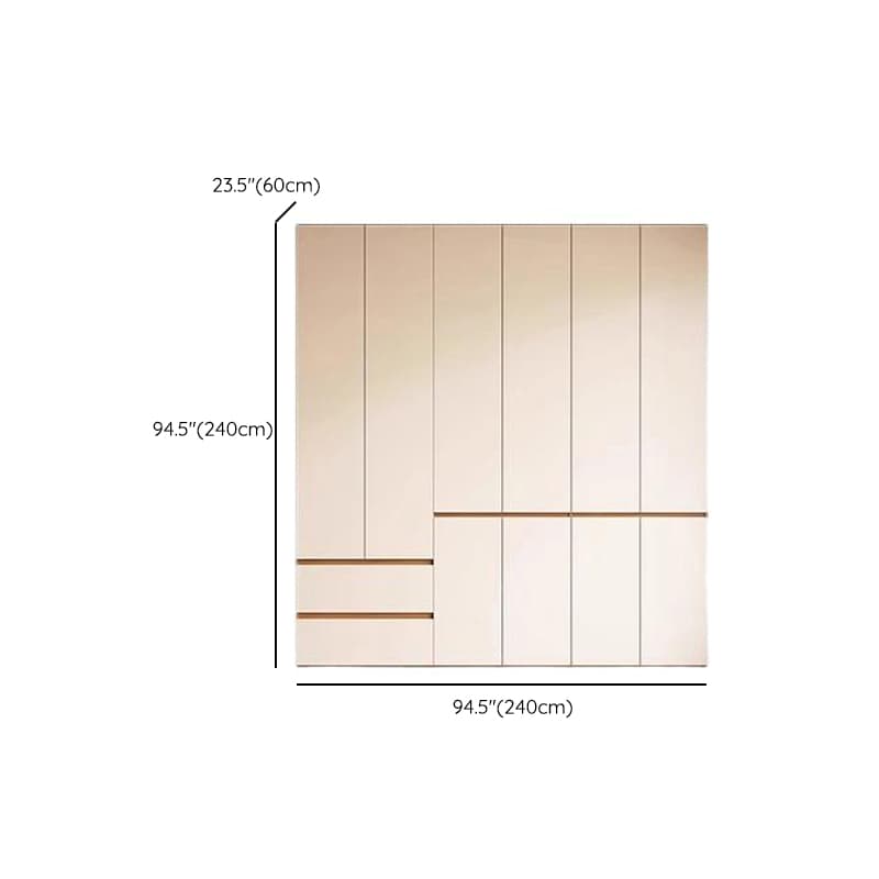 White Minimalist Manufactured Wood Wardrobe Closet with 2 Drawers, Soft Close Door, Interior Shelves, and Clothing Rod thumbnail 22