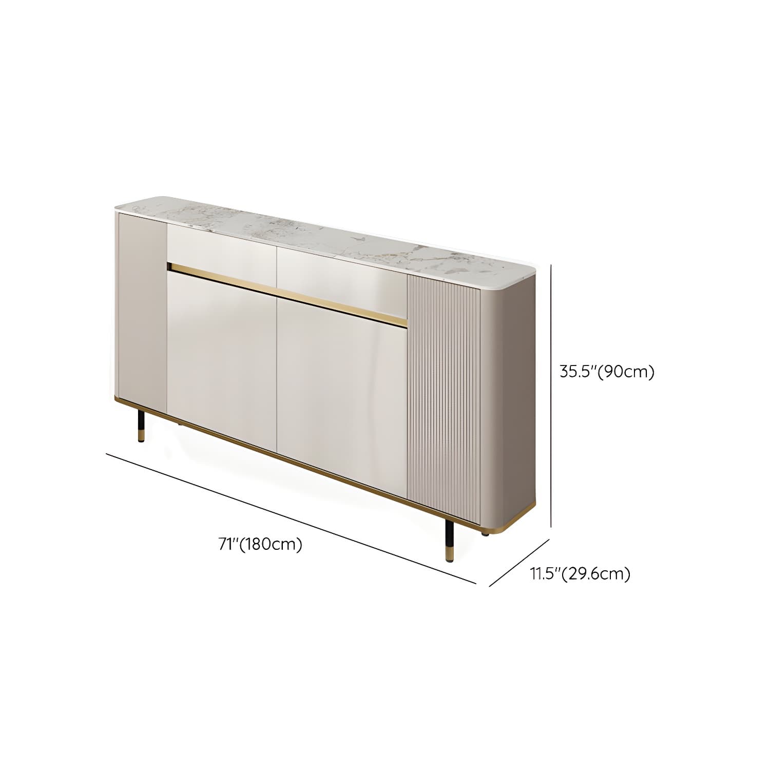 Contemporary Style Engineered Wood Buffet Stand Adjustable Shelving Credenza thumbnail 17
