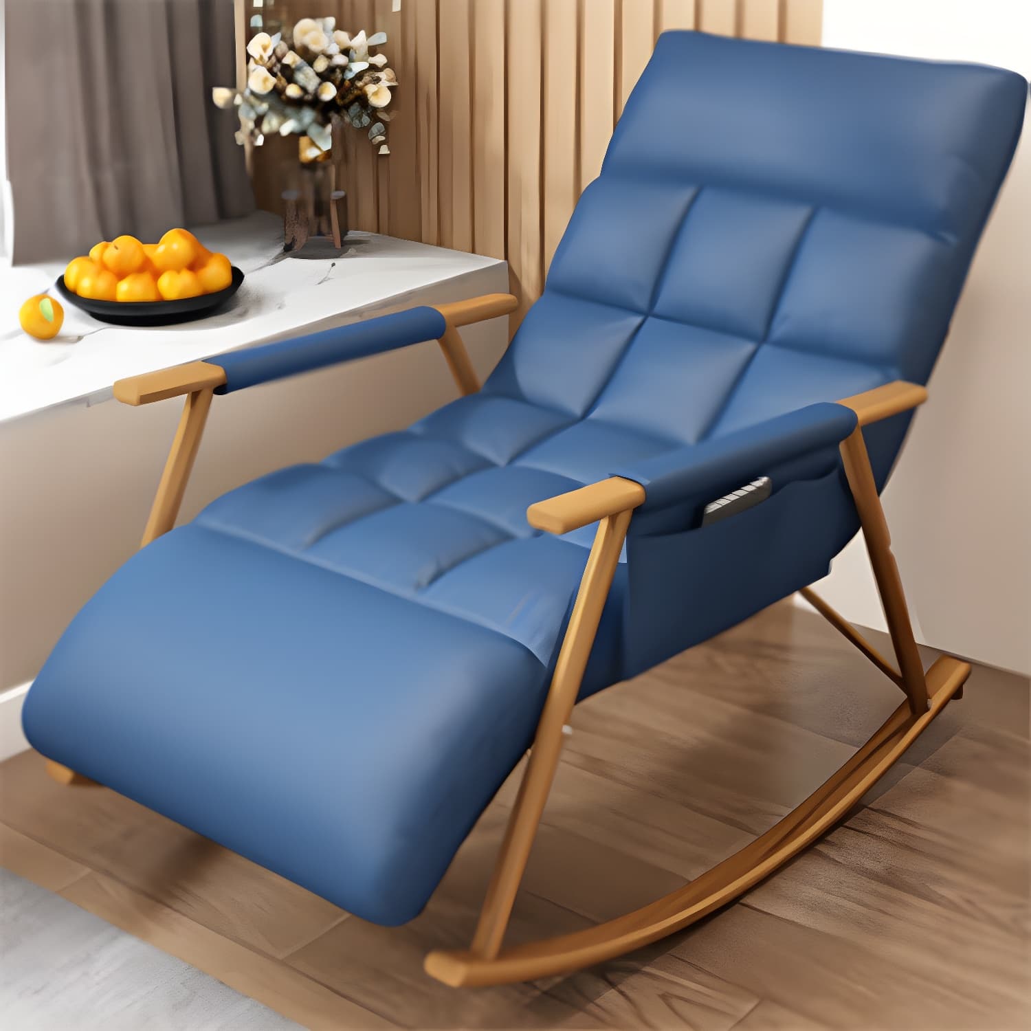 Modern Style Rocking Chair Faux Leather Upholstered Chair with Storage thumbnail 16