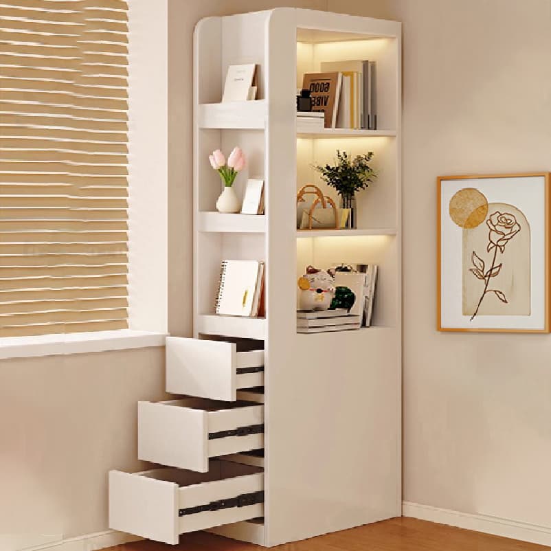 Modern Simple Style Rectangular Detached Decorative Cabinet with 3 Exterior Shelves, Composite Wood Countertop in Chalk, and Soft Close Drawer thumbnail 1