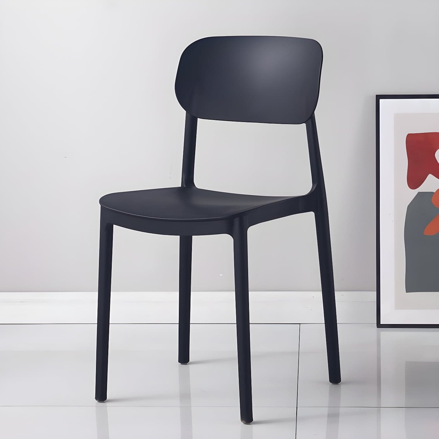 Stackable Scandinavian Style Side Chair with Low Back in Plastic & Acrylic - Armless thumbnail 1