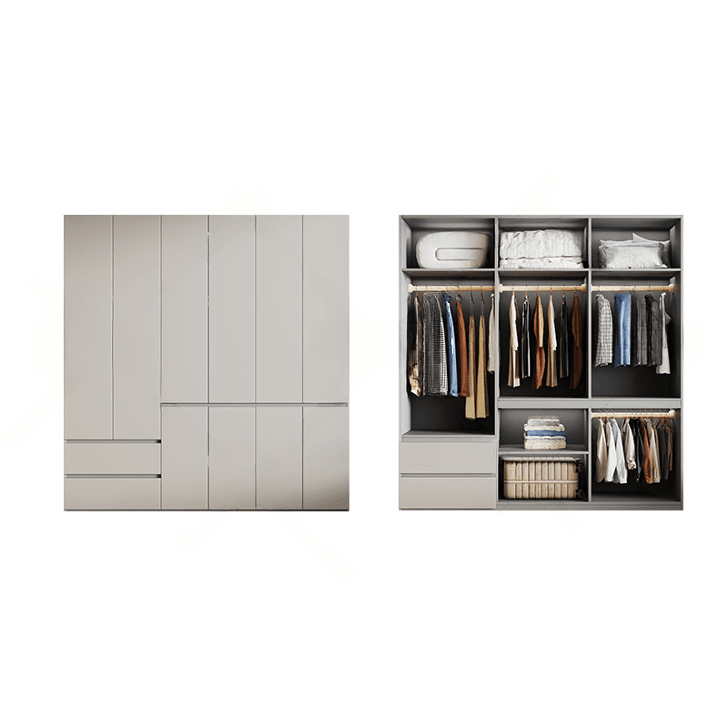 Cream Trendy Reclaimed Wood Wardrobe Armoire with Soft Close Drawer, Soft Close Door, Interior Shelves, and Clothing Rod thumbnail 24