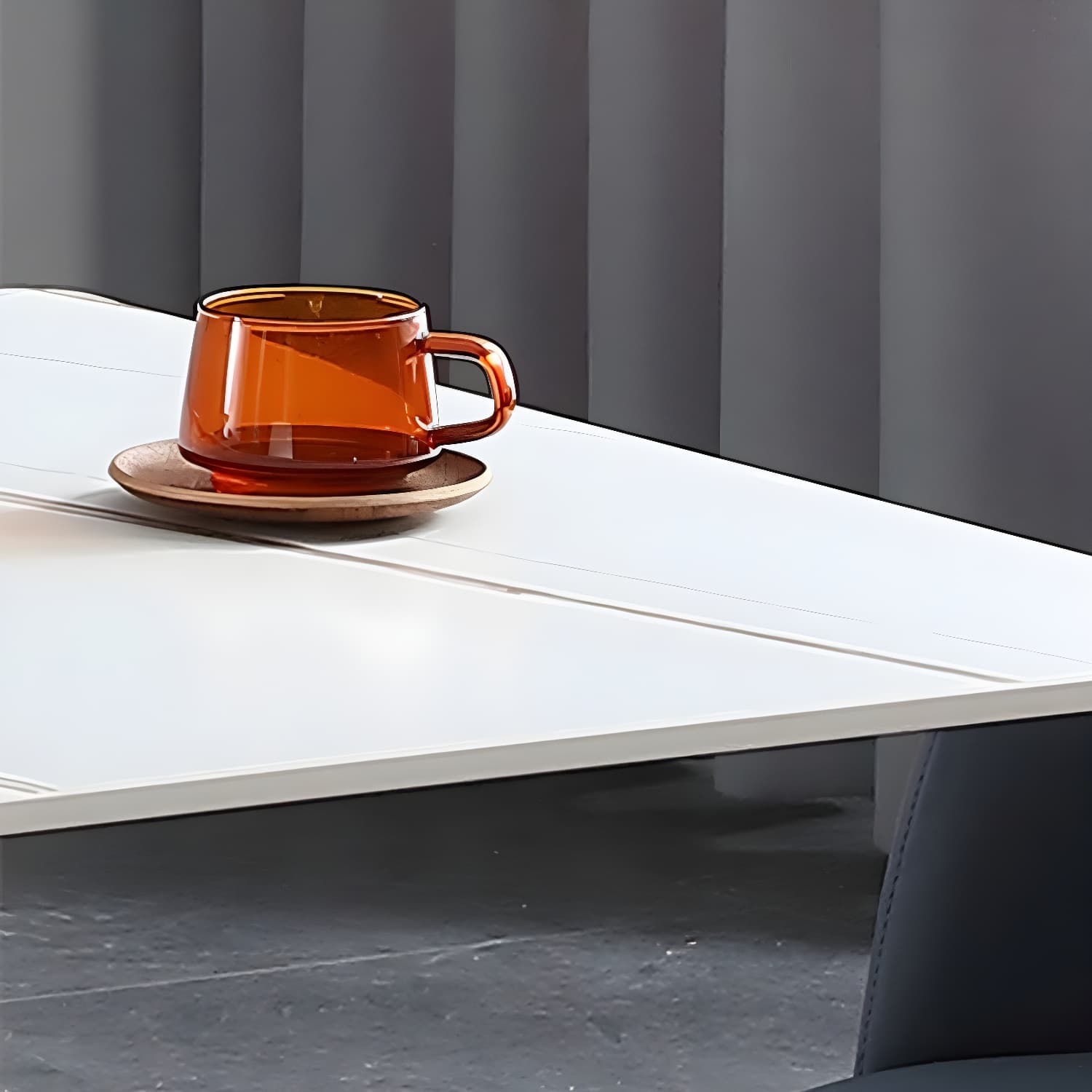 Industrial Square Dinner Table Sintered Stone Table with Metal Base for Home thumbnail 10