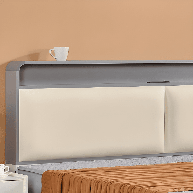 Simplistic Panel Headboard with Shelves, Rectangular Shape for Twin/Full/Twin XL Bed, Featuring Sponge Upholstery, Illumination Light, and Standard Height thumbnail 9