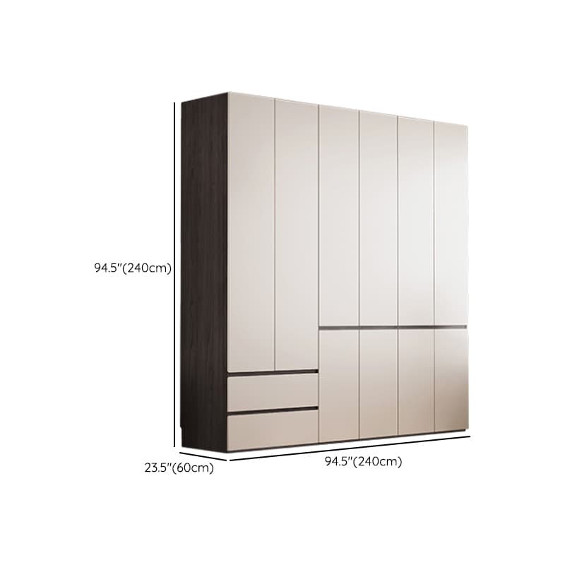 White Minimalist Manufactured Wood Independent Wardrobe Closet with Soft Close Drawer, Soft Close Door, and Interior Shelves thumbnail 23