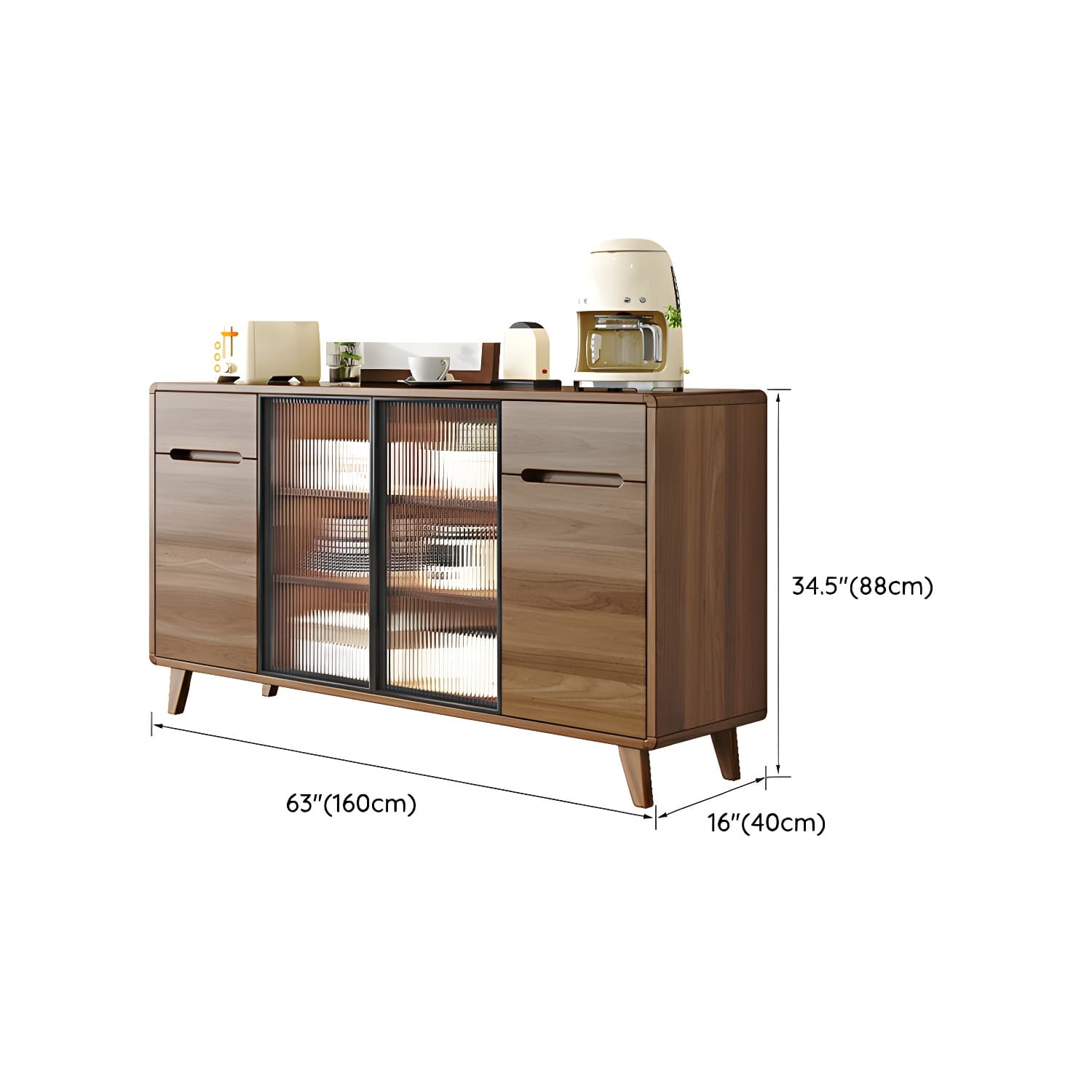 Contemporary Engineered Wood Free-standing Sideboard with Glass Door and Adjustable Shelves thumbnail 11
