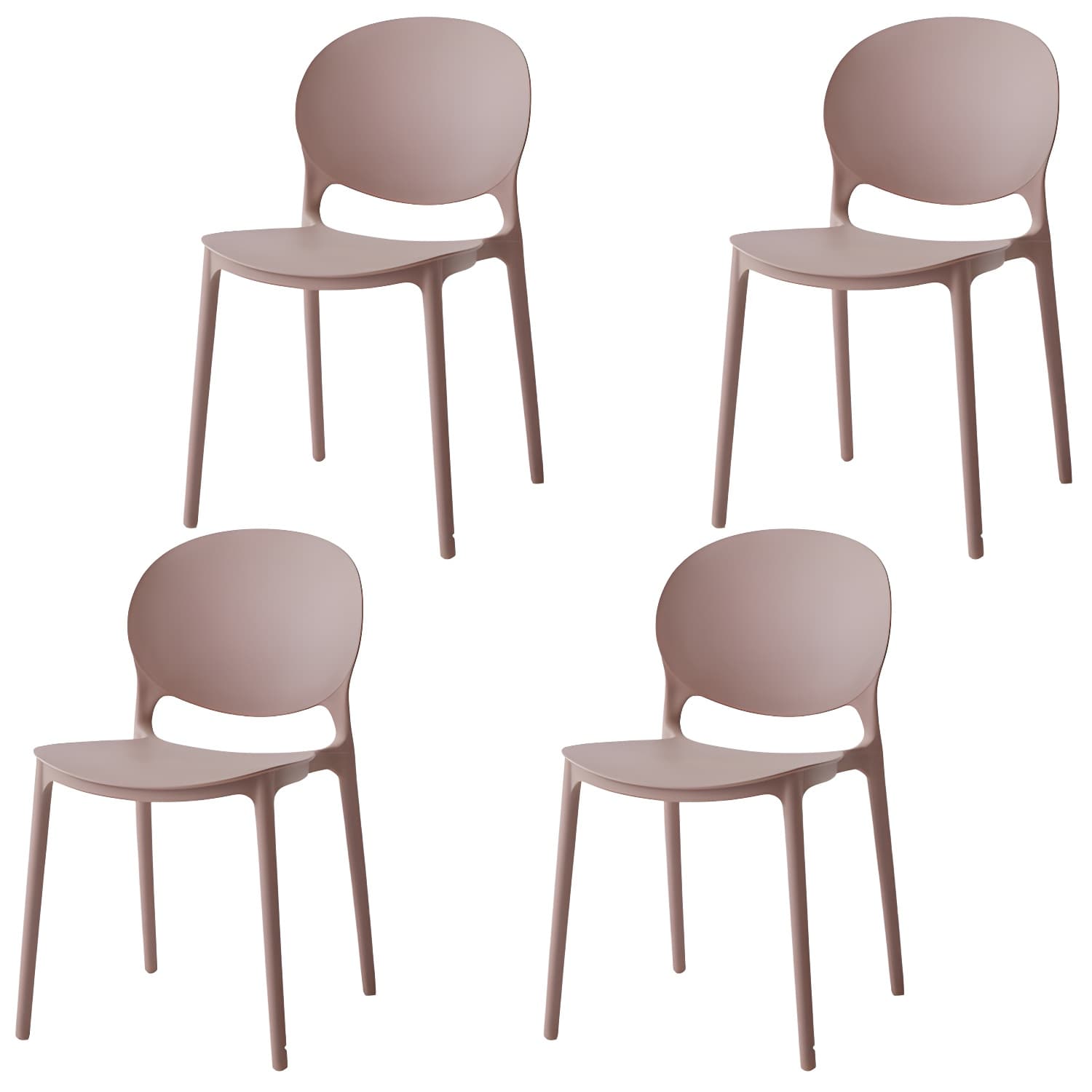 Modern Style Stackable Plastic Chair Open Back Dining Side Chair (Set of 4) thumbnail 1