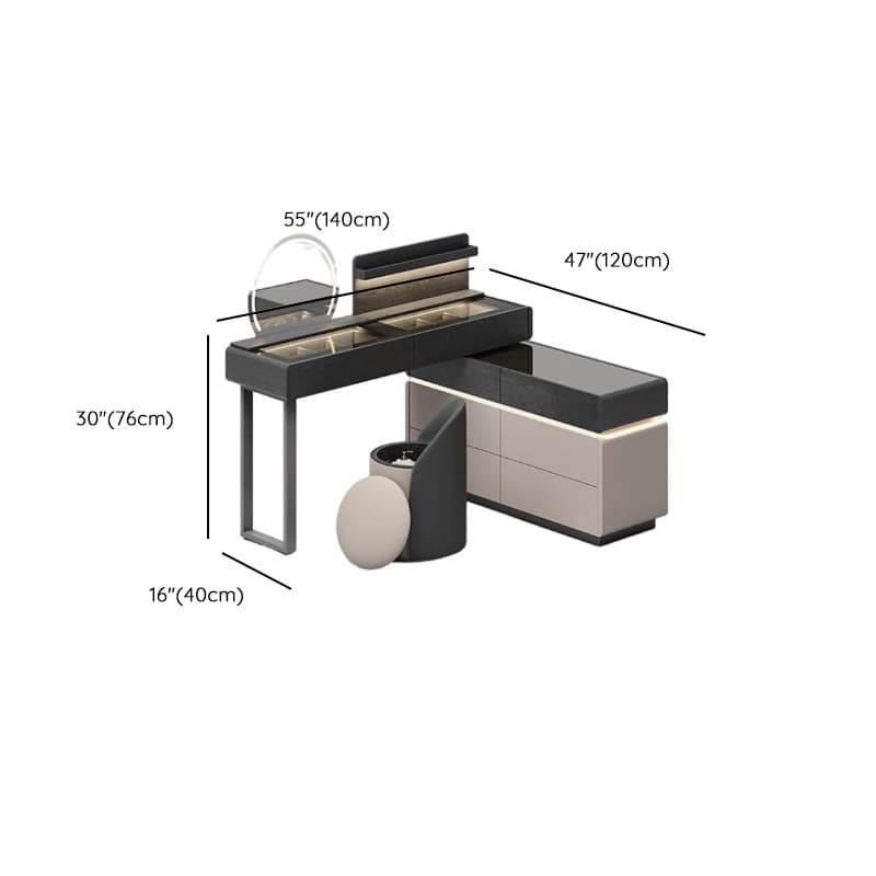 Multi-Purpose Tan Vanity Set with Lighting, Scalable 2-in-1 Adjustable Touch and Brightness thumbnail 13